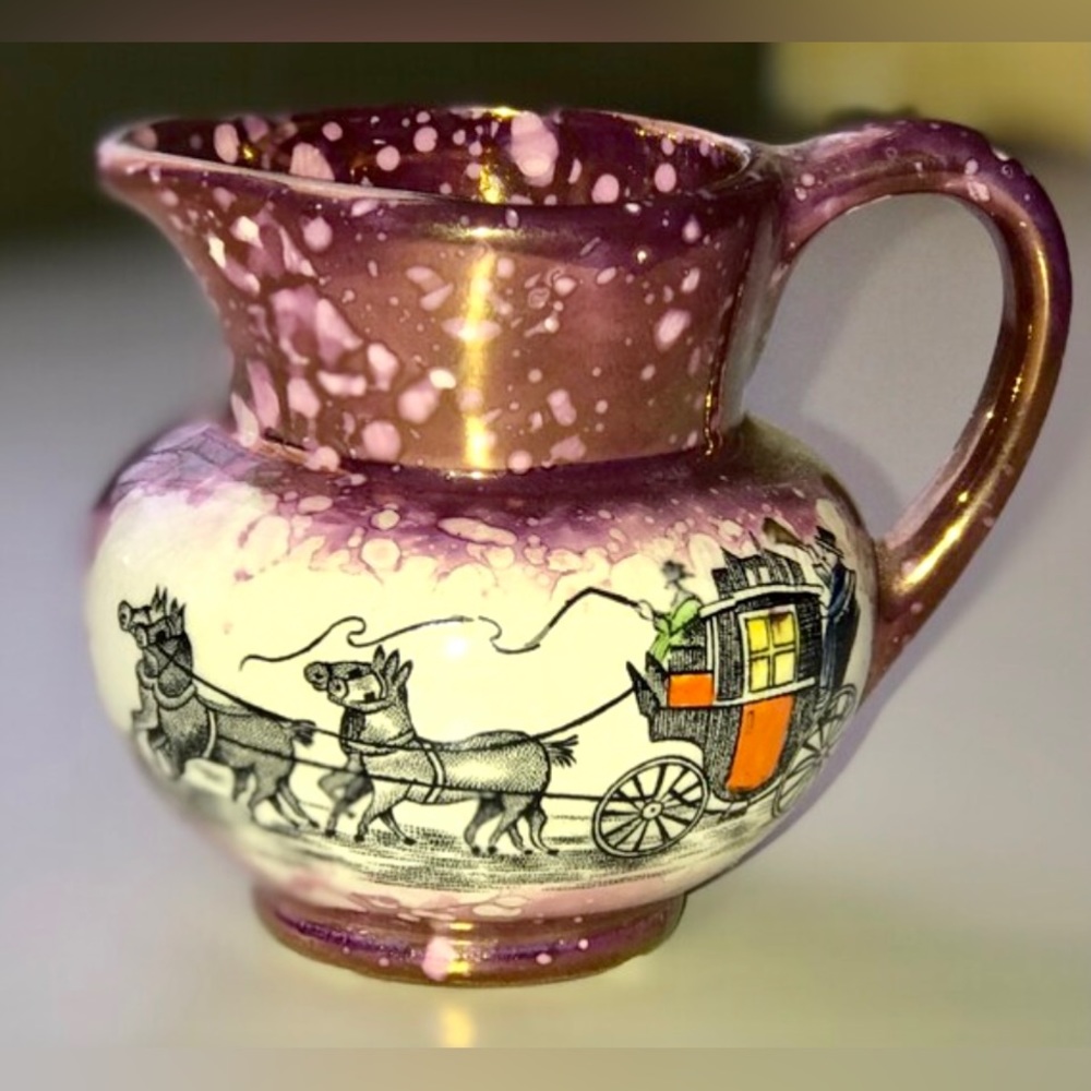 Vintage Antique Miniature OLD CASTLE Made in England Cream Pitcher Transferware